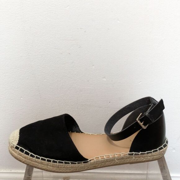 Old Navy Black Faux Leather Jute Buckle Espadrille Women's 8 - Picture 6 of 16
